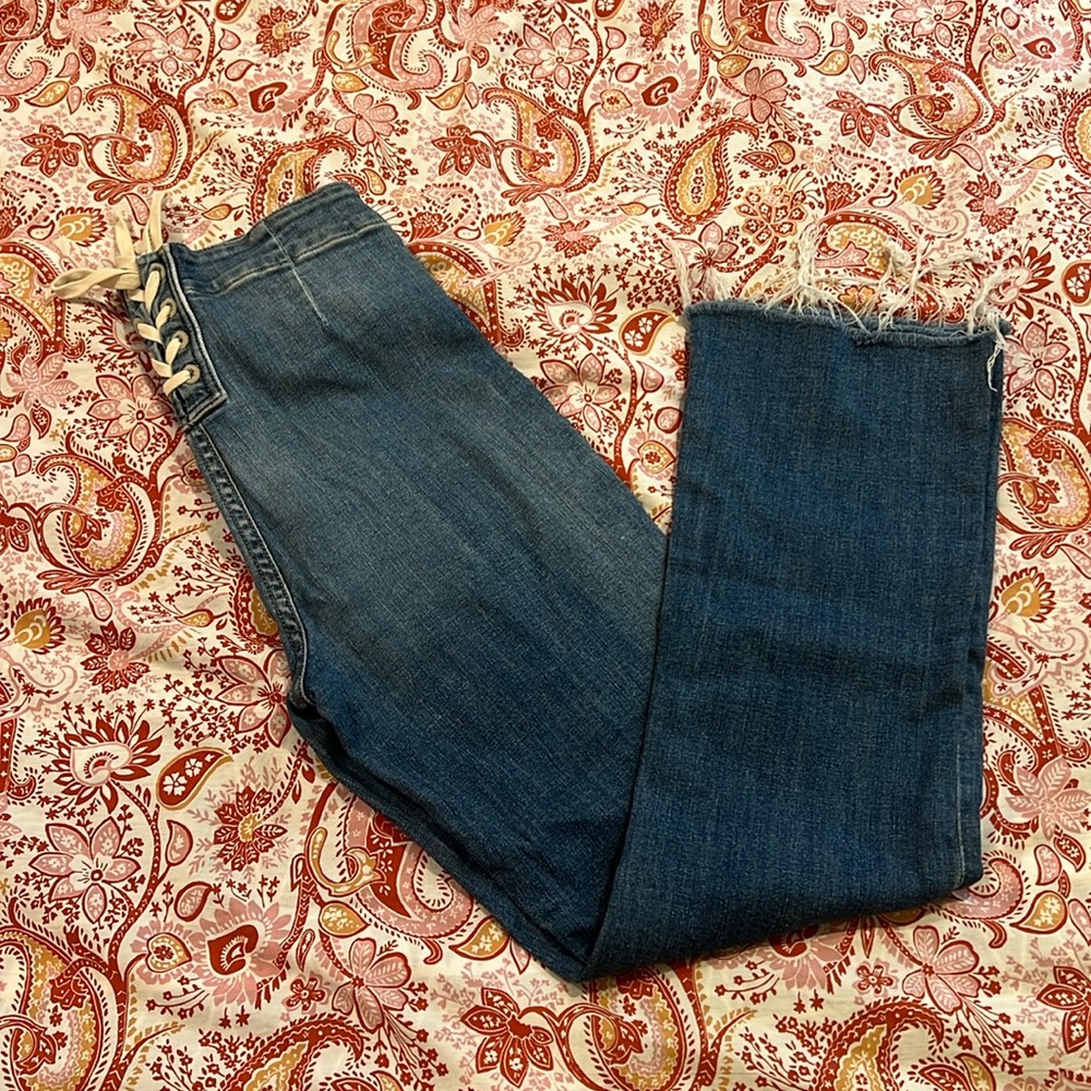 MOTHER denim laced hustler ankle 26